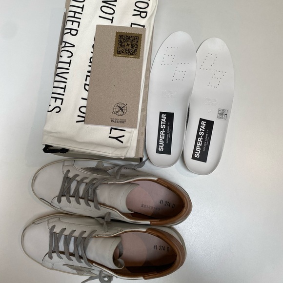 Golden Goose Superstar Sneaker in White Leather/Light Brown size 41 New in Box - Picture 8 of 14